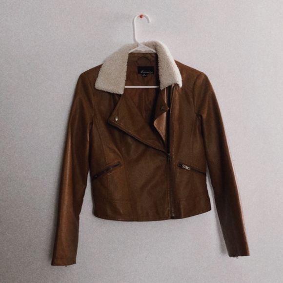 Brown vegan leather jacket - Picture 2 of 3